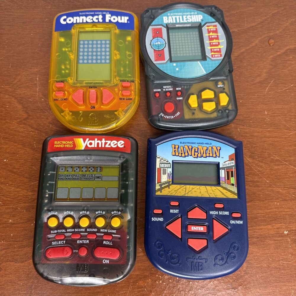 Lot of 4 Vintage Milton Bradley Handheld Electronic Games Yahtzee Hangman Tested